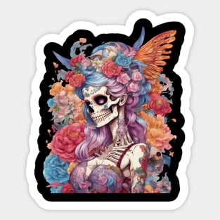 Dead Girl Skull Tattoo Sticker